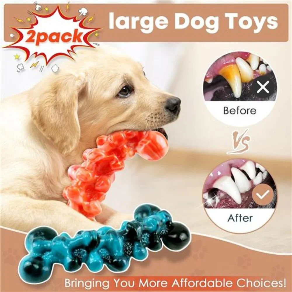 Large Dog Chew Toys: 2 Pack Dog Toys for Aggressive Chewers NEW